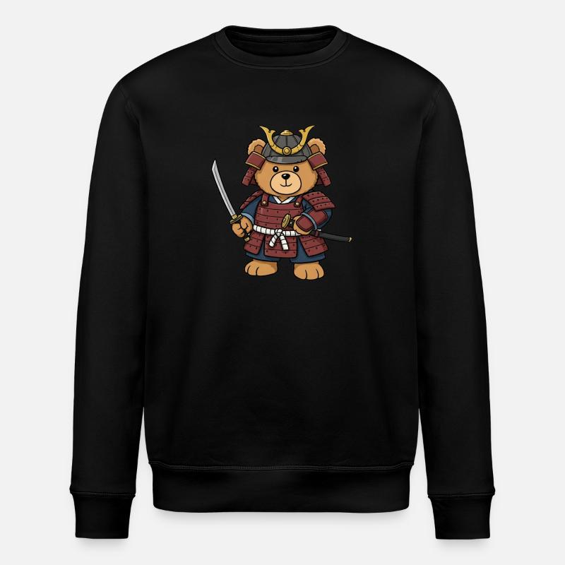 Teddy Bear Samurai - Stanley/Stella ROLLER Unisex Organic Sweatshirt - black