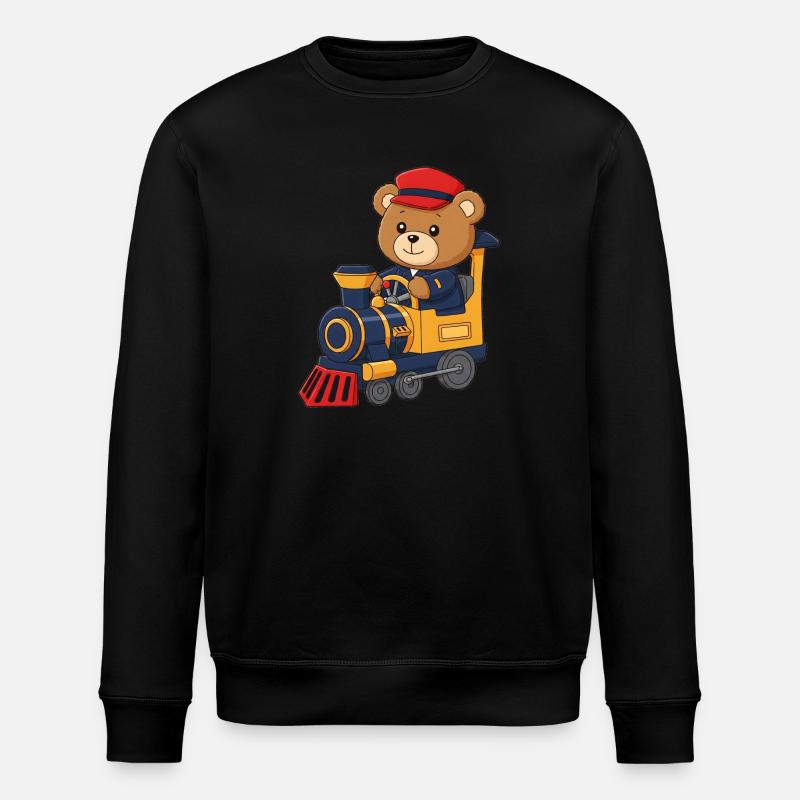 Teddy Bear Engine Driver - Stanley/Stella ROLLER Unisex Organic Sweatshirt - black