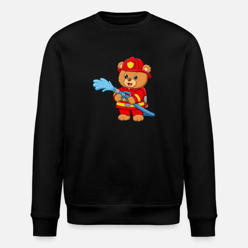 Teddy bear firefighter with hose - Stanley/Stella ROLLER Unisex Organic Sweatshirt - black