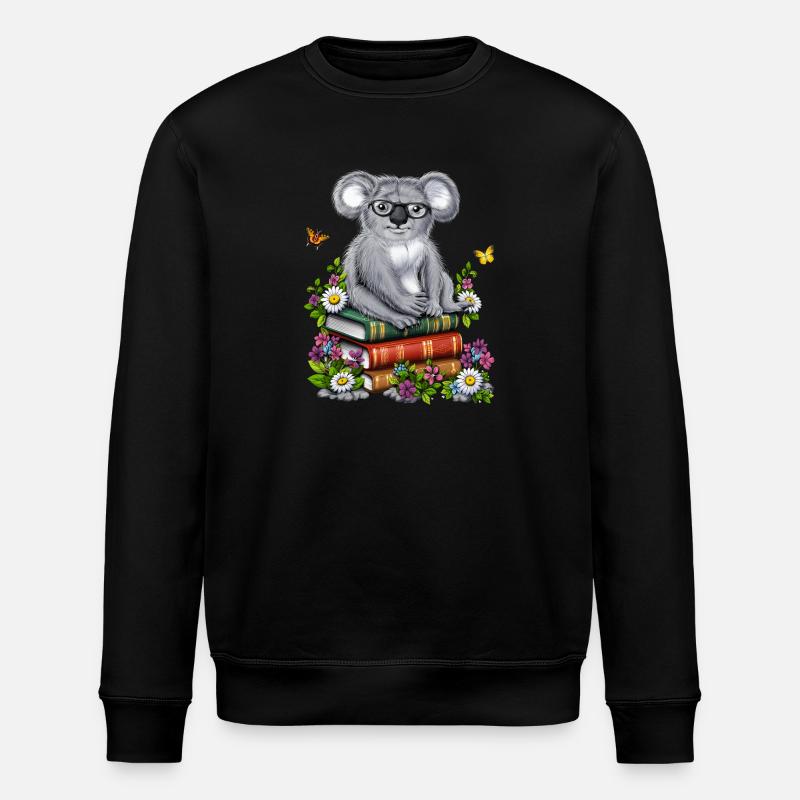 Koala Reading Books - Stanley/Stella ROLLER Unisex Organic Sweatshirt - black