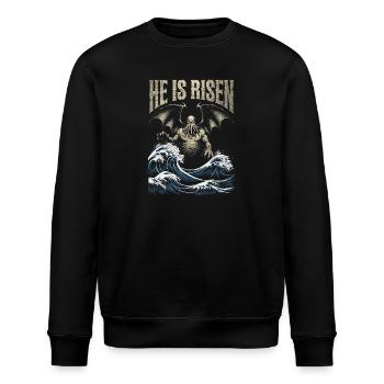 Cthulhu, Er ist auferstanden, Vintage Cthulhu - Stanley/Stella Unisex Bio-Sweatshirt ROLLER - Schwarz - Vorne - Nik (191cm)