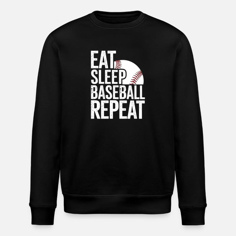 Eat Sleep Baseball Repeat - Stanley/Stella ROLLER Unisex Organic Sweatshirt - black