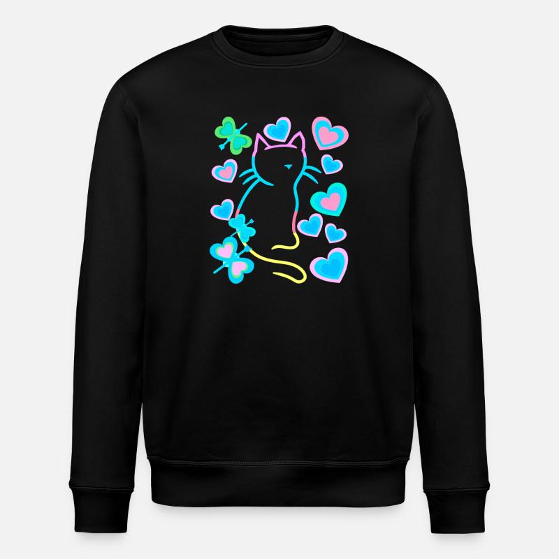 Retro Katze Katzen - Stanley/Stella Unisex Bio-Sweatshirt ROLLER - Schwarz