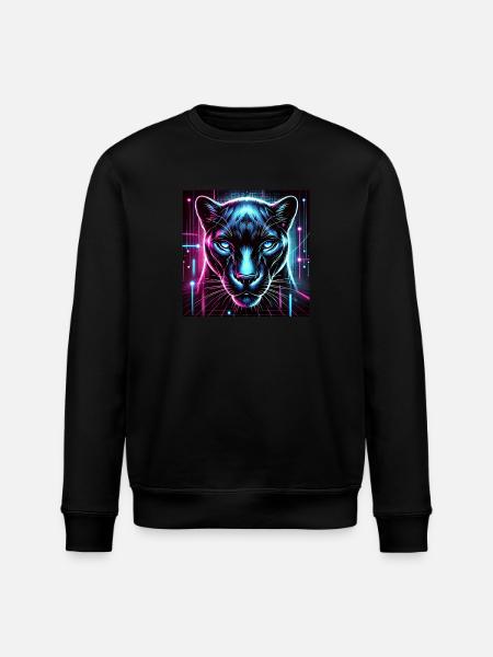 Cyberpunk Panther – Neon Style - Stanley/Stella ROLLER Unisex Organic Sweatshirt - black