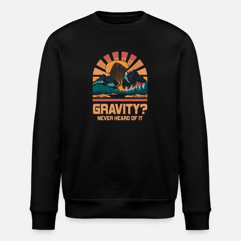 Hilarious Paramotor Gravity Meme - Stanley/Stella ROLLER Unisex Organic Sweatshirt - black
