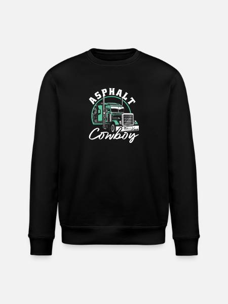 Asphalt Cowboy Trucker Motif - Stanley/Stella ROLLER Unisex Organic Sweatshirt - black