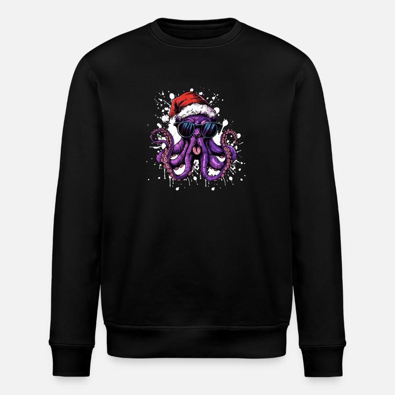 Pieuvre Noël Drôle - Sweat bio ROLLER Stanley/Stella Unisexe - noir