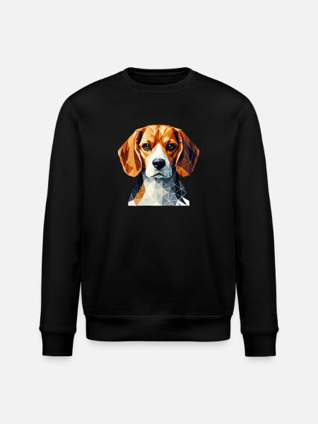 Beagle Portrait Geometry Art Dog Face - Stanley/Stella ROLLER Unisex Organic Sweatshirt - black