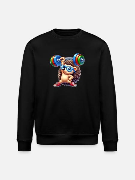 Hedgehog Barbell Fitness Training - Stanley/Stella ROLLER Unisex Organic Sweatshirt - black