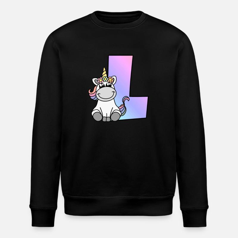 Einhorn Buchstabe L - Stanley/Stella Unisex Bio-Sweatshirt ROLLER - Schwarz