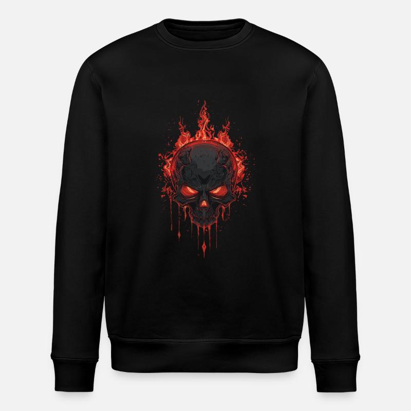 Skull with flames - Stanley/Stella ROLLER Unisex Organic Sweatshirt - black