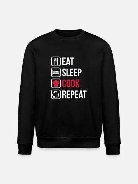 Eat Sleep Cook Repeat - Stanley/Stella ROLLER Unisex Organic Sweatshirt - black