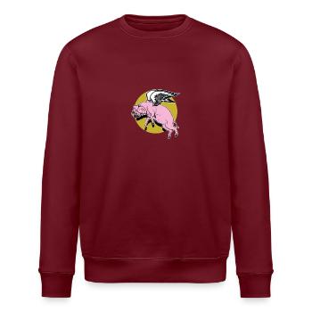 Flying Pig - Stanley/Stella Unisex Bio-Sweatshirt ROLLER - Burgunderrot - Vorne - Nik (191cm)