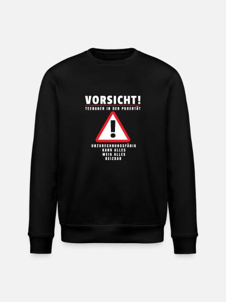 Teenager in Pubertät Shirt Geschenk Achtung! - Stanley/Stella Unisex Bio-Sweatshirt ROLLER - Schwarz