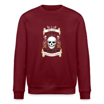 Je chasse le mal - Sweat bio ROLLER Stanley/Stella Unisexe - bordeaux - Devant - Nik (191cm)