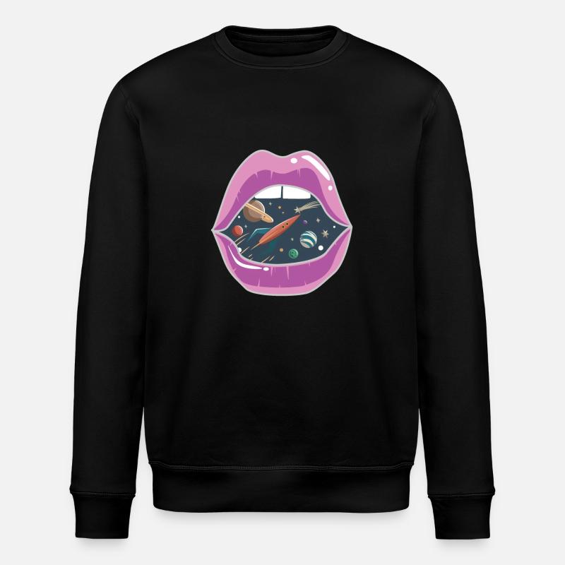Lèvres roses / Espace - Sweat bio ROLLER Stanley/Stella Unisexe - noir