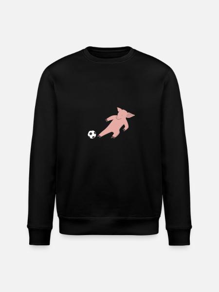 Schwein spielt Fußball - Stanley/Stella Unisex Bio-Sweatshirt ROLLER - Schwarz