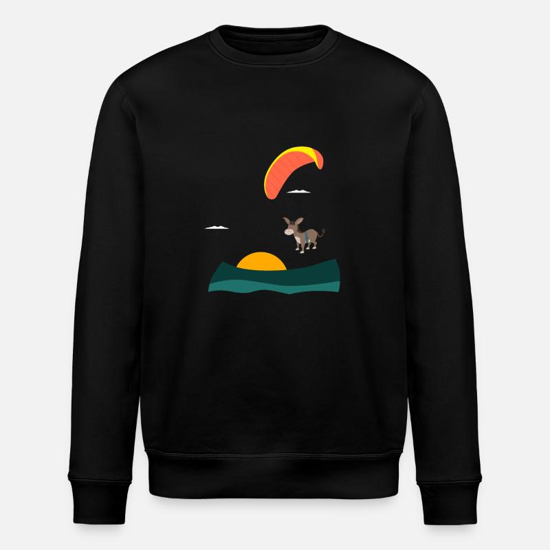 Donkey flies paraglider - Stanley/Stella ROLLER Unisex Organic Sweatshirt - black