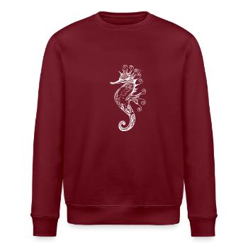 Vintage Seepferd - Stanley/Stella Unisex Bio-Sweatshirt ROLLER - Burgunderrot - Vorne - Nik (191cm)