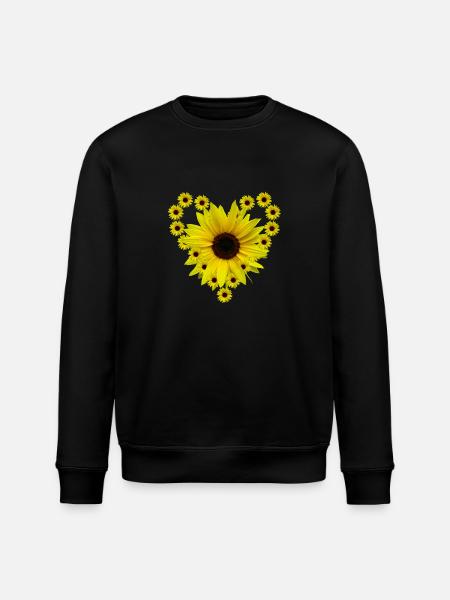 Solros hjärta, solros, solros, hjärta - Ekologisk sweatshirt ROLLER unisex från Stanley/Stella - svart