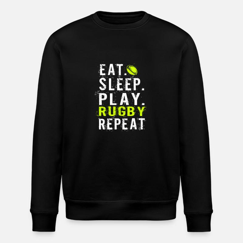 Eat sleep Rugby - Stanley/Stella ROLLER Unisex Organic Sweatshirt - black