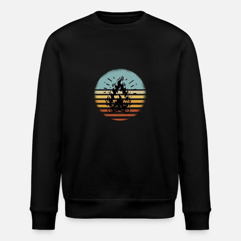 Campfire Camping Retro - Stanley/Stella ROLLER Unisex Organic Sweatshirt - black