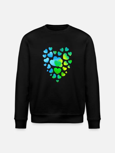 blue hearts, many hearts - Stanley/Stella ROLLER Unisex Organic Sweatshirt - black
