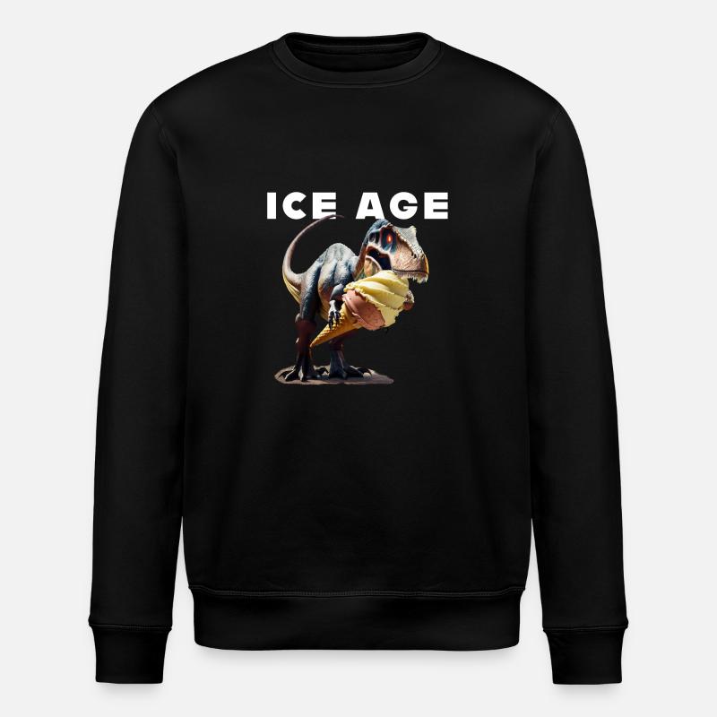 Eiszeit mit Dinosaurier - Stanley/Stella Unisex Bio-Sweatshirt ROLLER - Schwarz