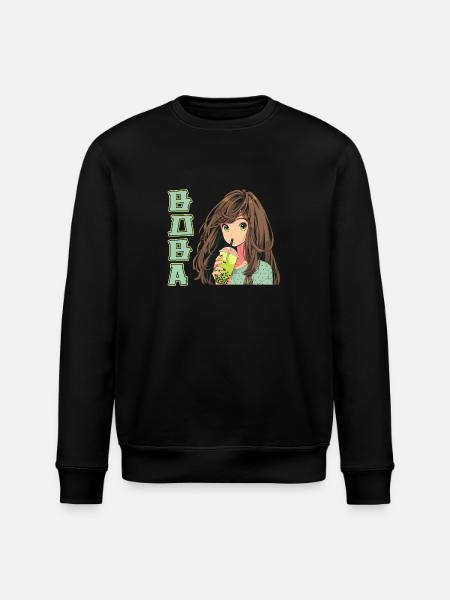 Anime and Boba Bubble Tea - Stanley/Stella ROLLER Unisex Organic Sweatshirt - black