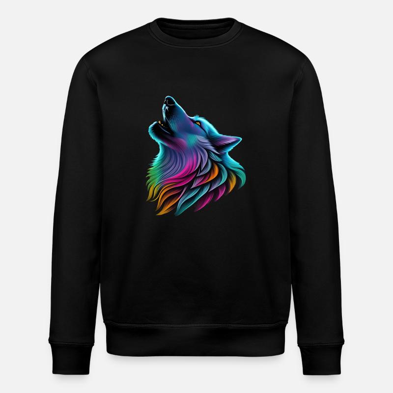 Bunter Wolf - Stanley/Stella Unisex Bio-Sweatshirt ROLLER - Schwarz