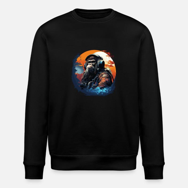 Cooler Affe mit Kopfhörer - Ape, Monkey Graphics - Stanley/Stella Unisex Bio-Sweatshirt ROLLER - Schwarz