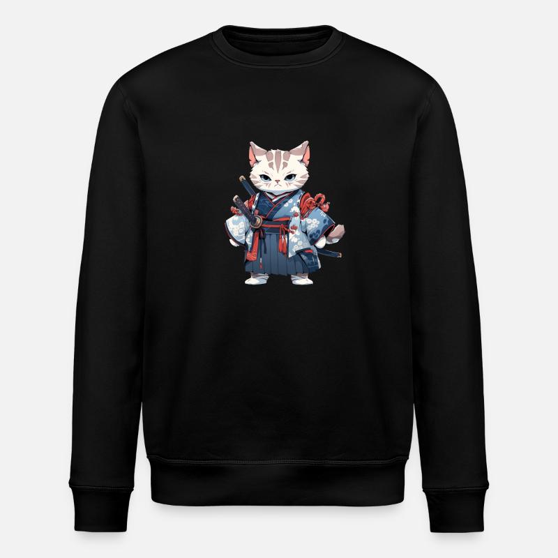 Asia Cat Japanese Samurai Samurai - Stanley/Stella ROLLER Unisex Organic Sweatshirt - black