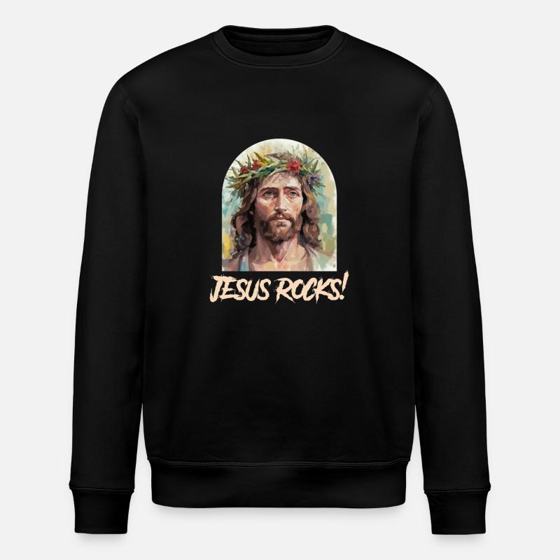 Jesus Rocks - Stanley/Stella Unisex Bio-Sweatshirt ROLLER - Schwarz