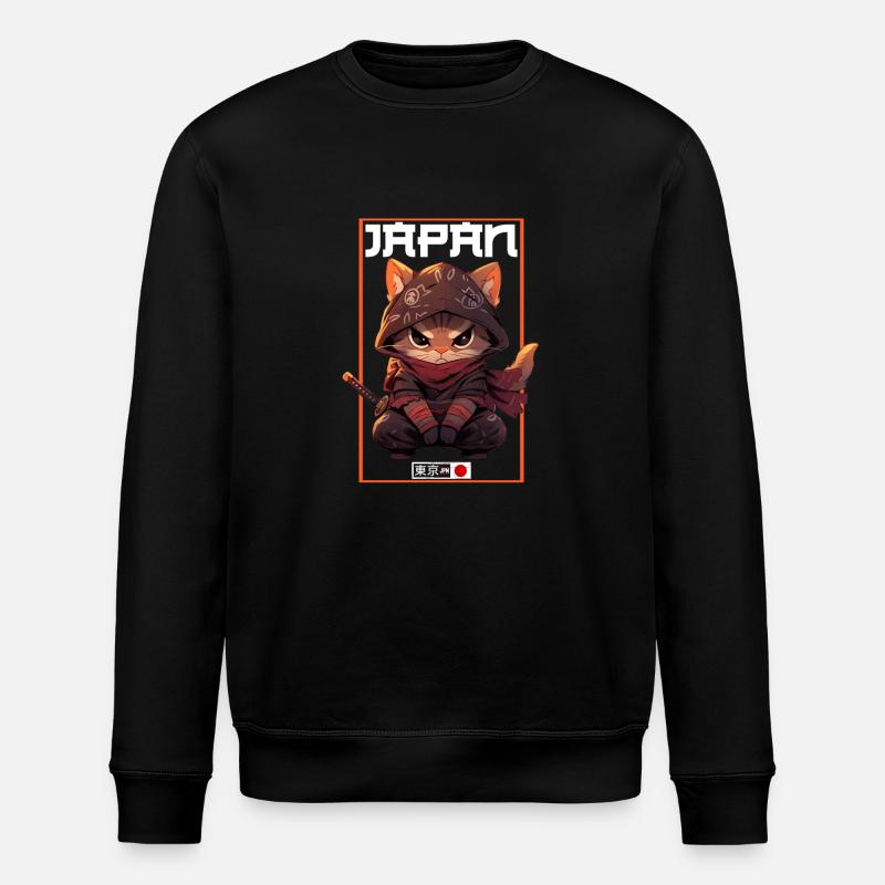 Asia Cat Japanese Samurai Samurai - Stanley/Stella ROLLER Unisex Organic Sweatshirt - black