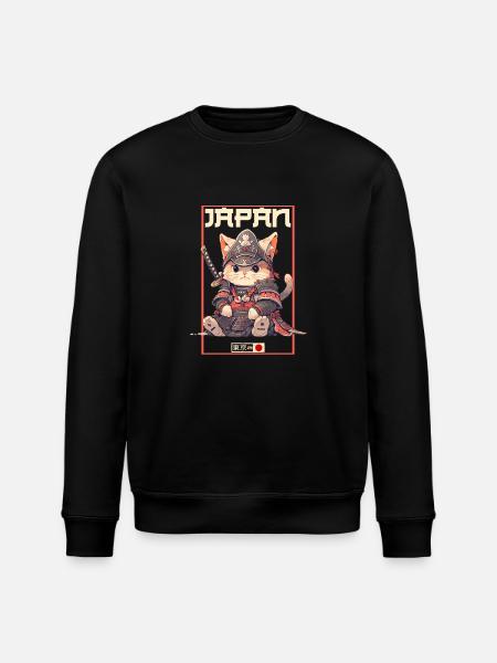 Asia Cat Japanese Samurai Samurai - Stanley/Stella ROLLER Unisex Organic Sweatshirt - black