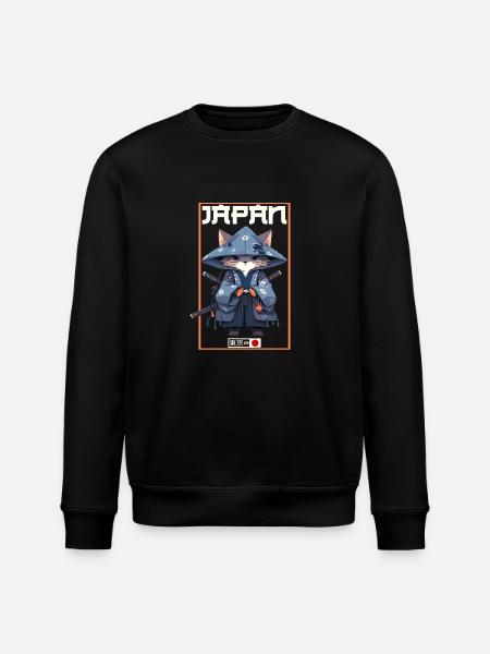 Asia Cat Japanese Samurai Samurai - Stanley/Stella ROLLER Unisex Organic Sweatshirt - black