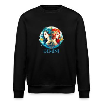 Portez votre signe du zodiaque astrologique avec fierté: Gémeaux - Sweat bio ROLLER Stanley/Stella Unisexe - noir - Devant - Nik (191cm)