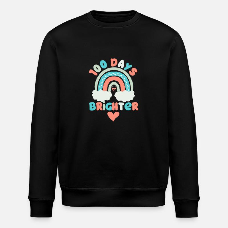 100 Days Brighter Teacher Student - Stanley/Stella ROLLER Unisex Organic Sweatshirt - black