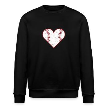 Baseball Heart Valentine's Day Funny Couple Matching - Stanley/Stella ROLLER Unisex Organic Sweatshirt - black - Front - Nik (191cm)