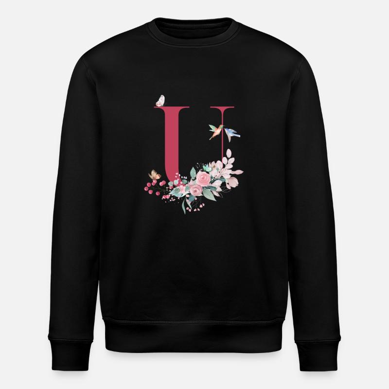 Buchstabe u floral - Geschenkidee - Stanley/Stella Unisex Bio-Sweatshirt ROLLER - Schwarz