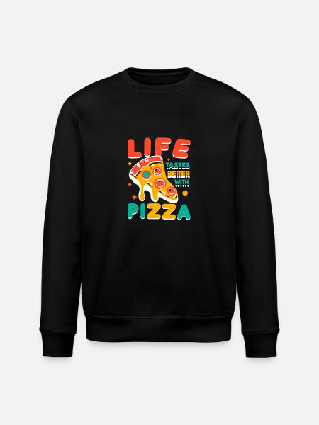 Life Tastes Better with Pizza - Stanley/Stella ROLLER Unisex Organic Sweatshirt - black