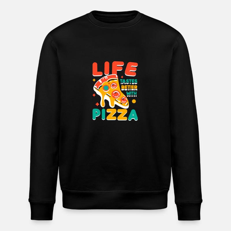Life Tastes Better with Pizza - Stanley/Stella ROLLER Unisex Organic Sweatshirt - black