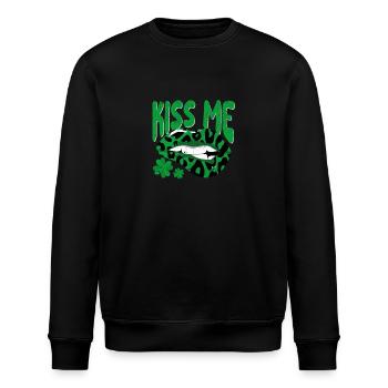 Kiss Me Lips Irisches Kleeblatt Kleeblatt Saint - Stanley/Stella Unisex Bio-Sweatshirt ROLLER - Schwarz - Vorne - Nik (191cm)