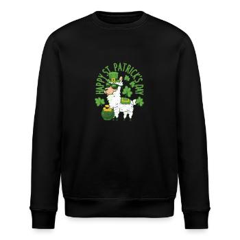 Glücklich St. Patricks Day Llama Grün Alpaka Lucky - Stanley/Stella Unisex Bio-Sweatshirt ROLLER - Schwarz - Vorne - Nik (191cm)