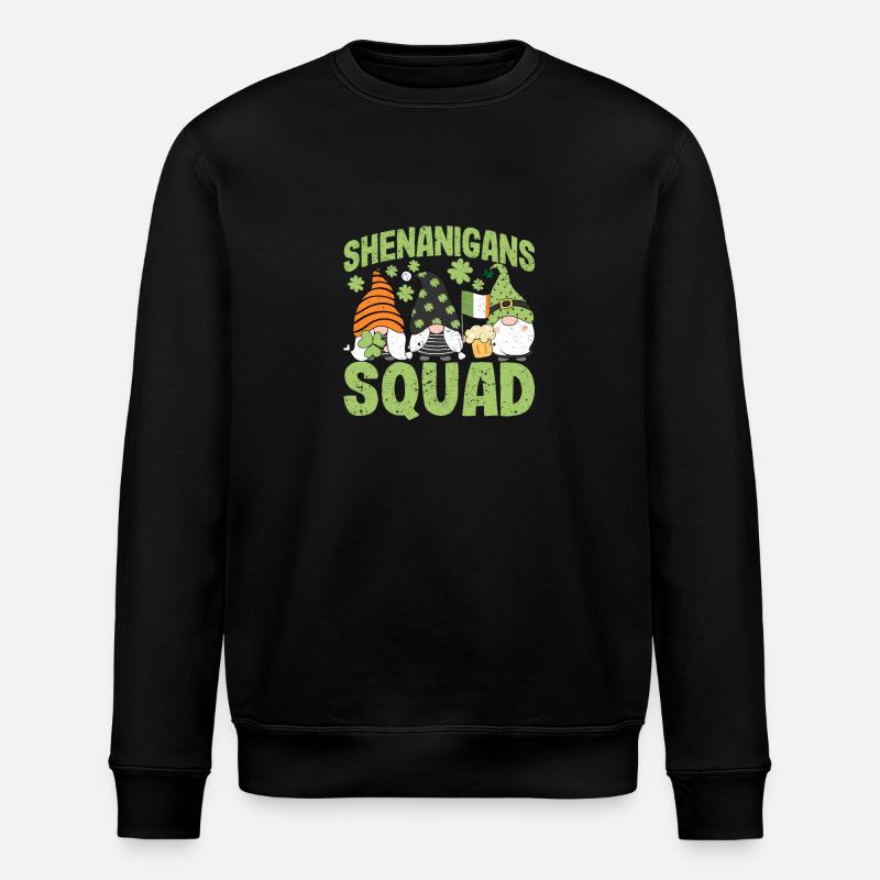 Shenanigans Squad Lucky Clover Leaf - Stanley/Stella ROLLER Unisex Organic Sweatshirt - black