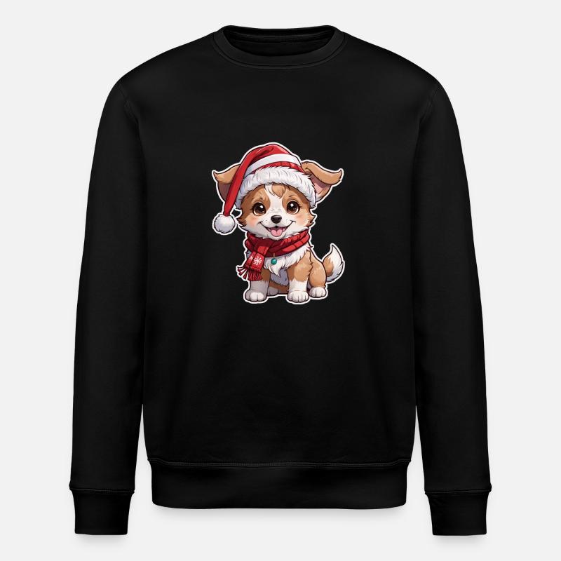 Hund mit Weihnachtsmütze - Stanley/Stella Unisex Bio-Sweatshirt ROLLER - Schwarz