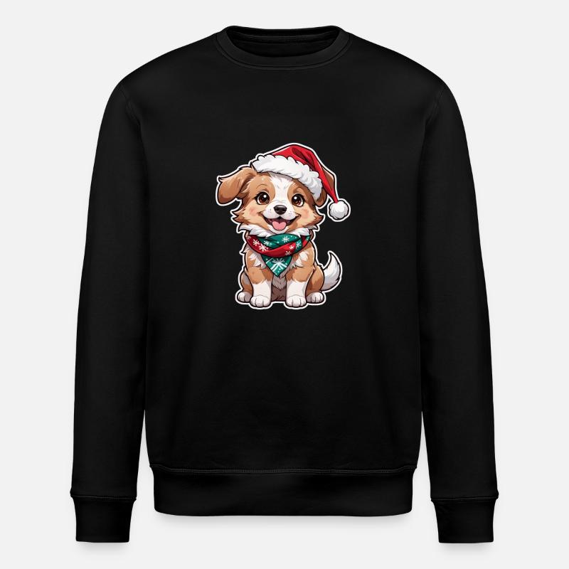 Hund mit Weihnachtsmütze - Stanley/Stella Unisex Bio-Sweatshirt ROLLER - Schwarz