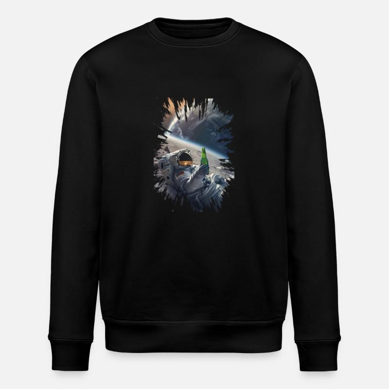 Astronaut mit Bier - Stanley/Stella Unisex Bio-Sweatshirt ROLLER - Schwarz