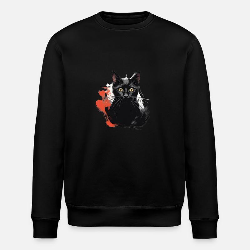 Schwarze Kater - Stanley/Stella Unisex Bio-Sweatshirt ROLLER - Schwarz