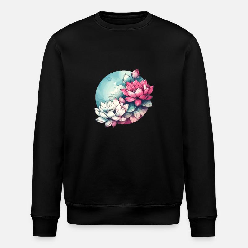 Lotusblüten gezeichnet - Stanley/Stella Unisex Bio-Sweatshirt ROLLER - Schwarz